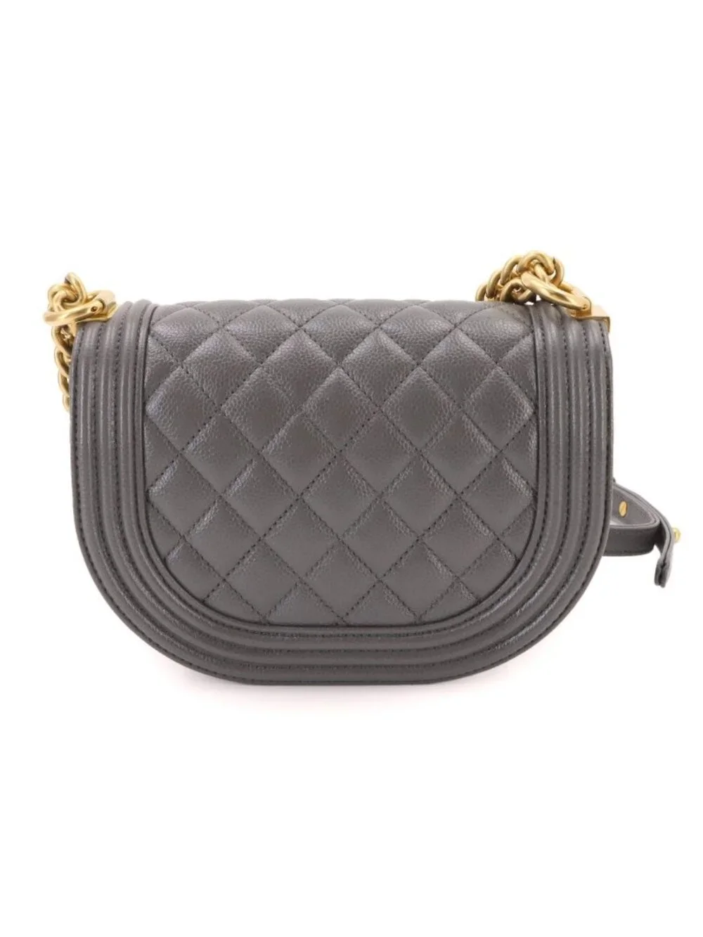 Chanel Boy Small Chain Shoulder Bag Caviar Leather Gray